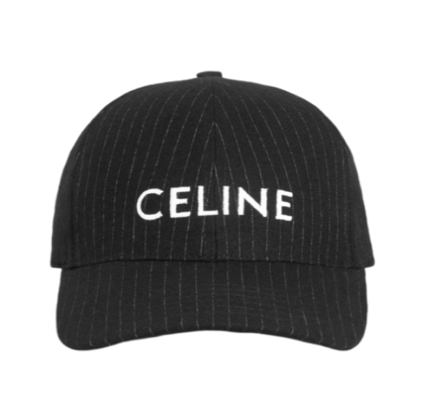Celine Baseball Cap in Striped Flannel Noir Craie