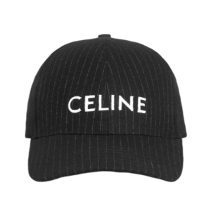 Celine Baseball Cap in Striped Flannel Noir Craie