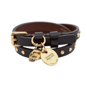 Alexander McQueen Hammered Stud Double Wrap Bracelet Black