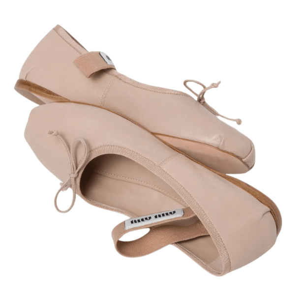 (W) Miu Miu Leather Ballerinas Water Lily