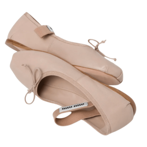 (W) Miu Miu Leather Ballerinas Water Lily