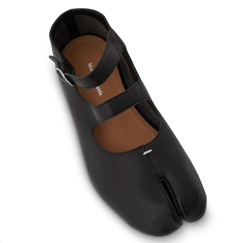 TABI DOUBLE STRAP BALLET SHOES BLACK