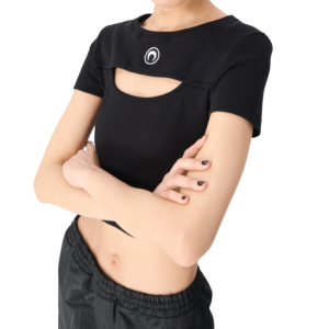 Moon Logo Ribbed Jersey Cut-Out T-Shirt 