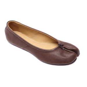 (W) Maison Margiela Tabi Leather Ballerina Shoes Nutmeg