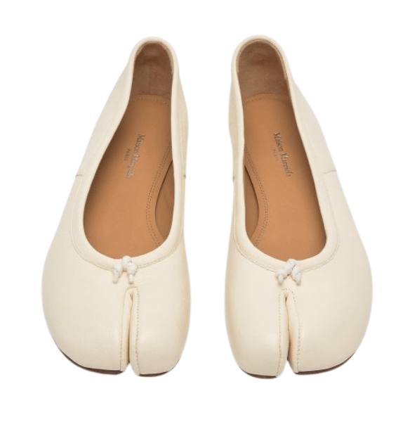 (W) Maison Margiela Tabi Ballet Flat Shoes Ivory