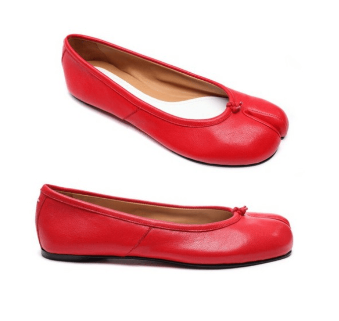 (W) Maison Margiela Tabi Ballerina Shoes Red
