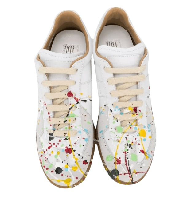 (W) Low-top paint-drop replica trainers