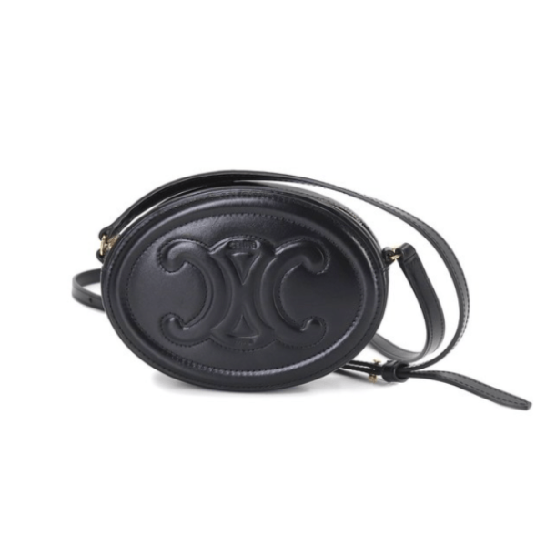 Celine Crossbody Oval Purse Cuir Triomphe in Smooth Calfskin Black