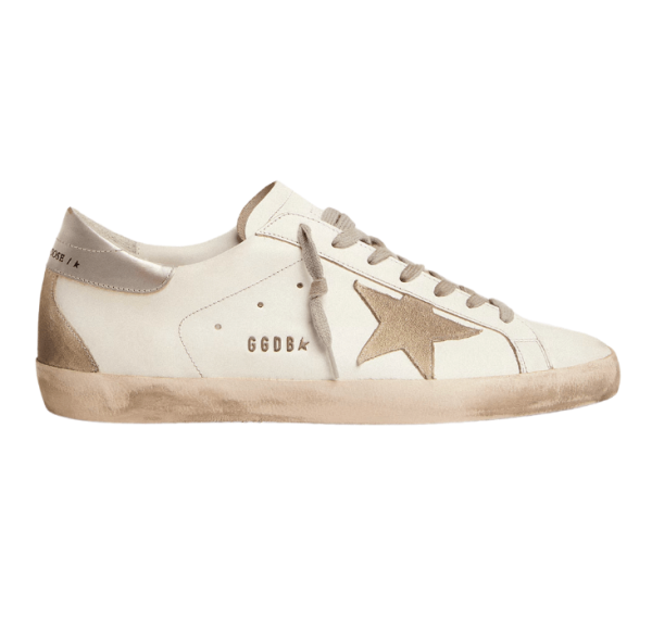 Golden Goose Superstar White Silver Heel Tab Sneakers