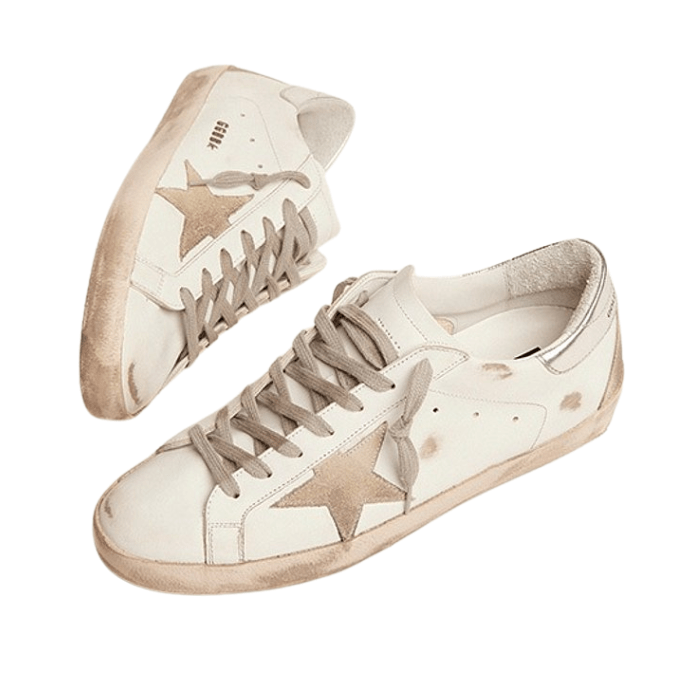 Golden Goose Superstar White Silver Heel Tab Sneakers