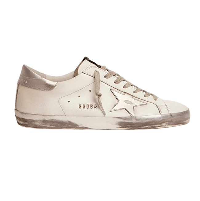 Golden Goose Superstar White Silver Heel Tab Sneakers