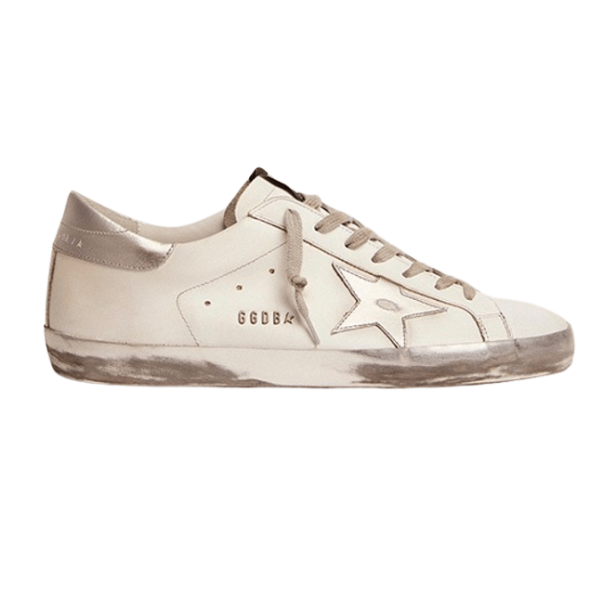 Golden Goose Superstar White Silver Heel Tab Sneakers