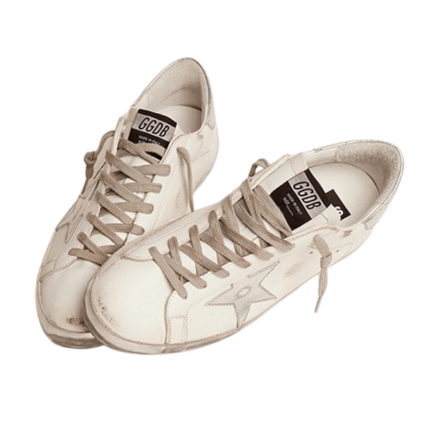 Golden Goose Superstar White Silver Heel Tab Sneakers