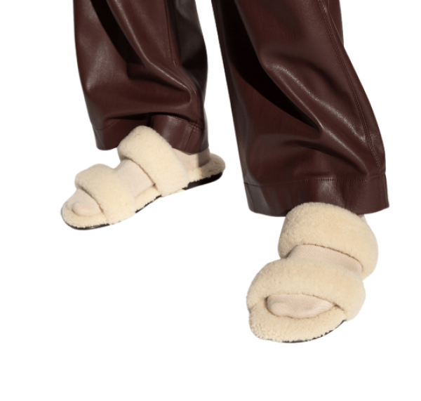 Saint Laurent Bleach Mules in Shearling Cream
