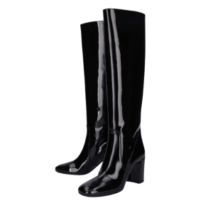 Patent Leather Long Boots - Black