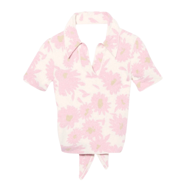 (W) Jacquemus Le Polo Shirt Bagnu Jacquard Pink Flower