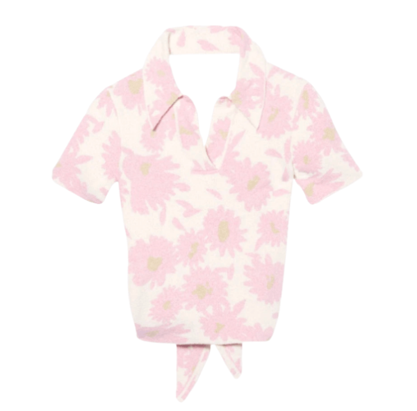 (W) Jacquemus Le Polo Shirt Bagnu Jacquard Pink Flower