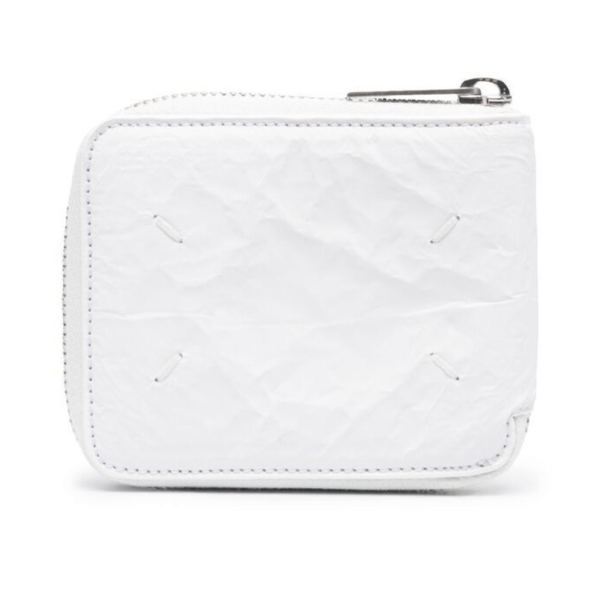 MAISON MARGIELA CRINKLE EFFECT ZIP-AROUND WALLET WHITE