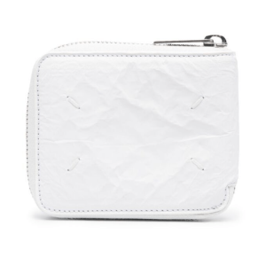 MAISON MARGIELA CRINKLE EFFECT ZIP-AROUND WALLET WHITE