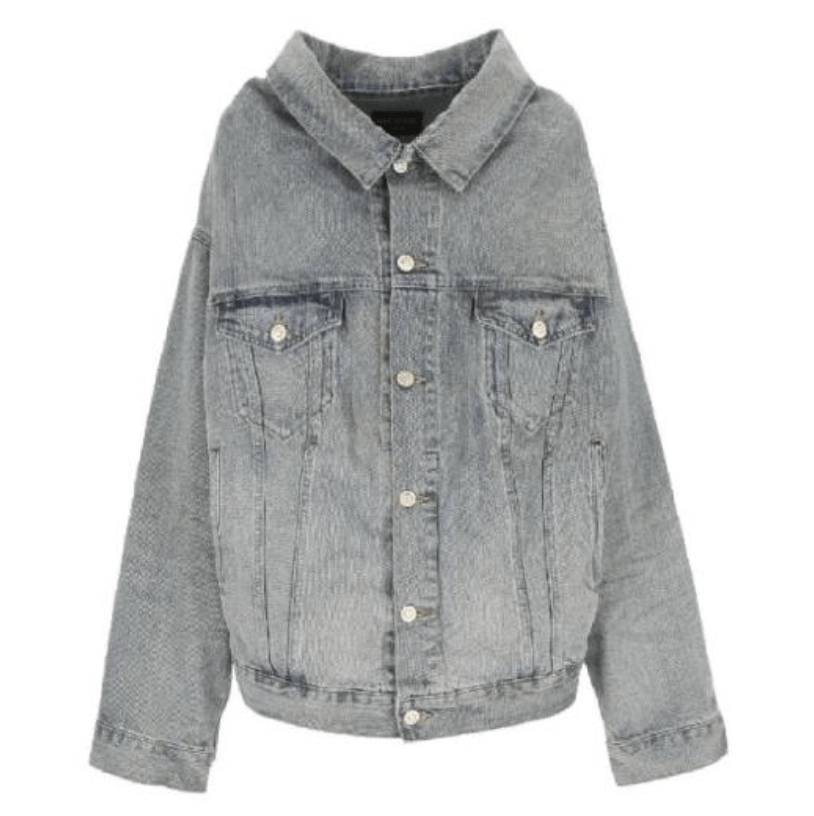 Oversized off-shoulder denim jacket