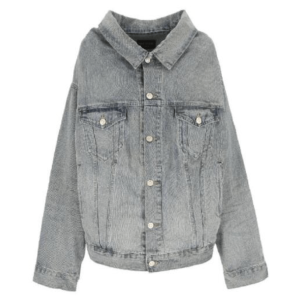 Oversized off-shoulder denim jacket