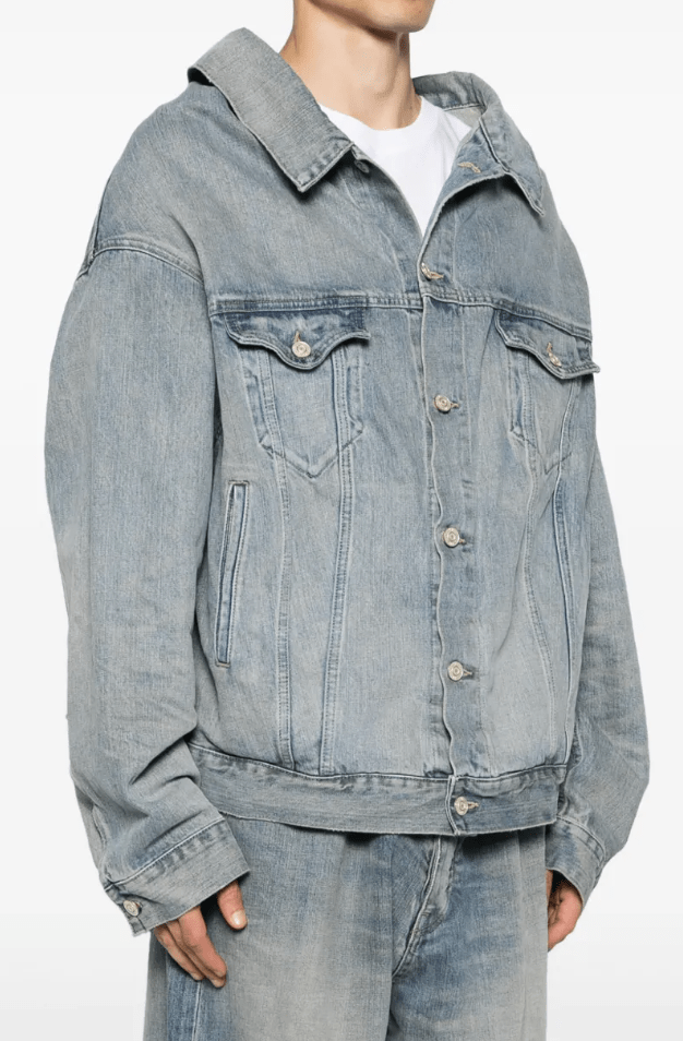 Oversized off-shoulder denim jacket