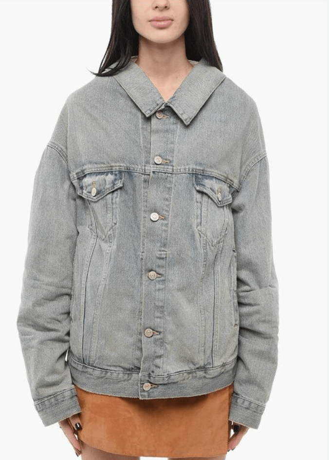 Oversized off-shoulder denim jacket