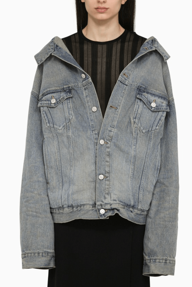 Oversized off-shoulder denim jacket