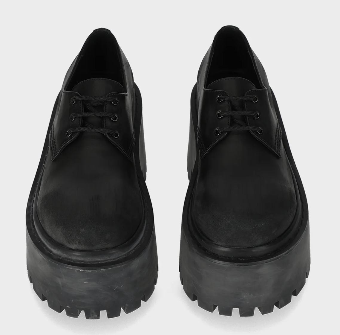 Strike Platform Derby Shoes - Black 