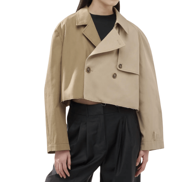 Short Trench Jacket - Mud Brown: Sand Beige