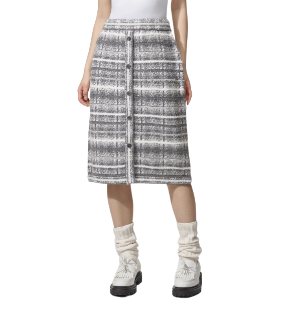 Tartan Check Skirt - Grey 