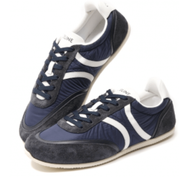 Low lace-up sneaker in suede calfskin and nylon