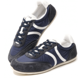 Low lace-up sneaker in suede calfskin and nylon