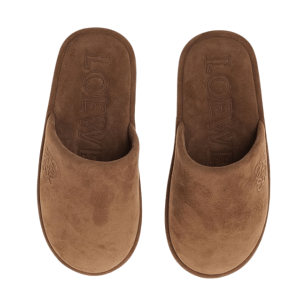(W) Loewe Anagram Slippers in Suede Calfskin Tan