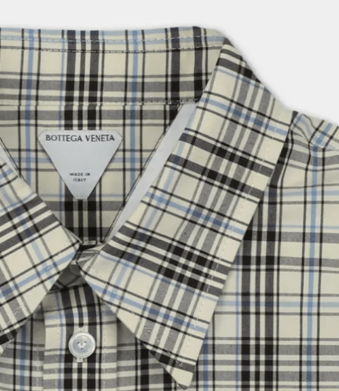 Oversized Check Cotton Shirt - Beige Blue