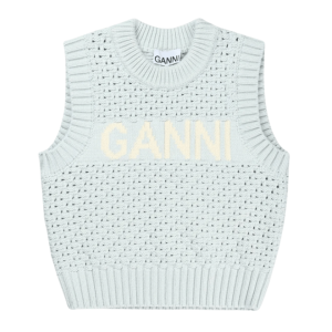 Textured Cotton Pointelle Vest - Illusion Blue