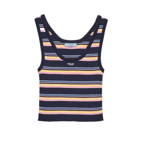 Striped cotton sleeveless top