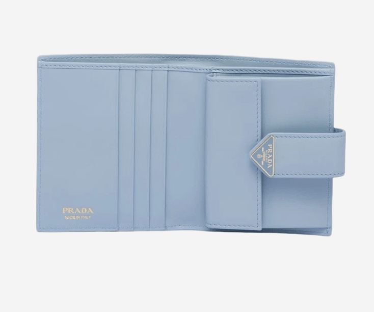 Prada Small Saffiano Leather Wallet Light Blue