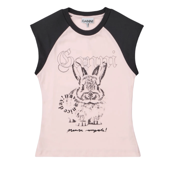 Ganni Basic Jersey Bunny Raglan Short-Sleeve T-Shirt - Primrose Pink