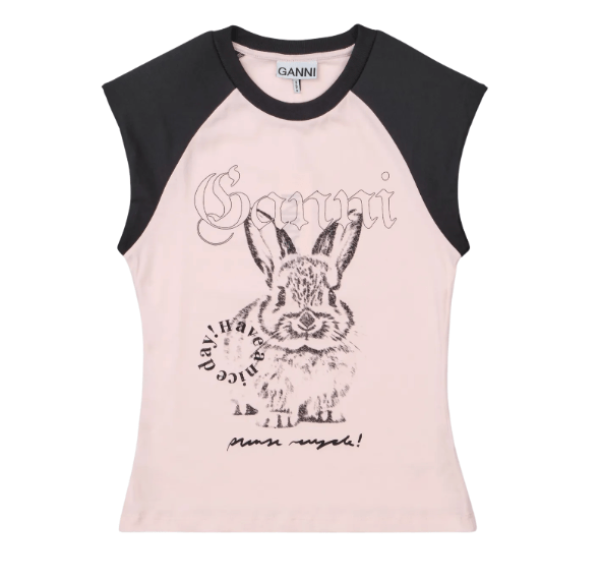 Ganni Basic Jersey Bunny Raglan Short-Sleeve T-Shirt - Primrose Pink