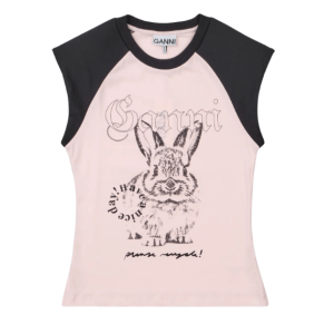 Ganni Basic Jersey Bunny Raglan Short-Sleeve T-Shirt - Primrose Pink