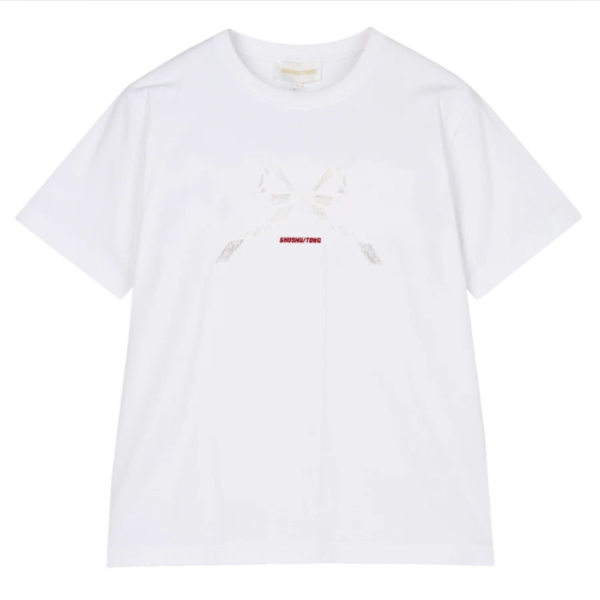 SHUSHU/TONG Logo lace patchwork t-shirt