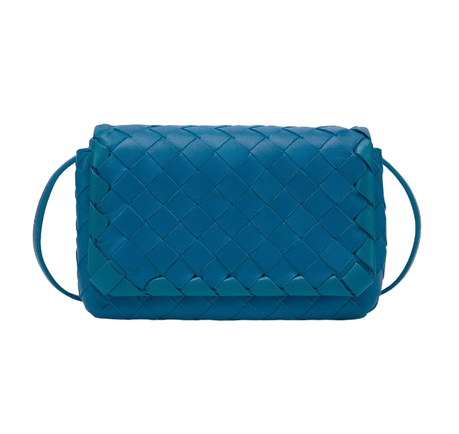 Bottega Veneta Mini Intrecciato Crossbody Bag - Blue 