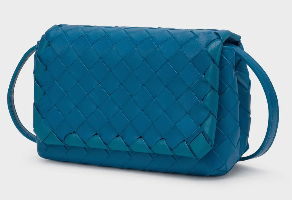Bottega Veneta Mini Intrecciato Crossbody Bag - Blue 
