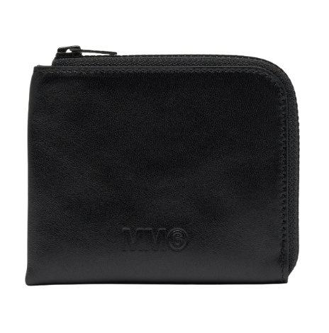 MM6 Black Logo Zip-Around Wallet