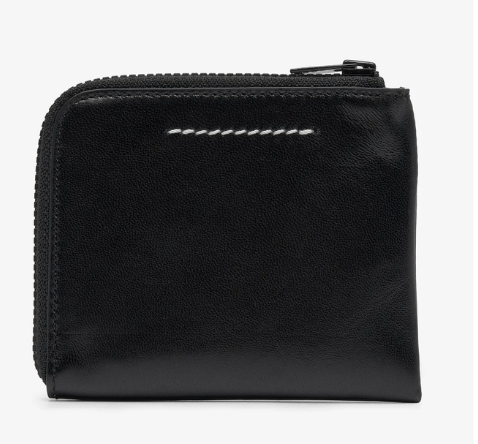 MM6 Black Logo Zip-Around Wallet