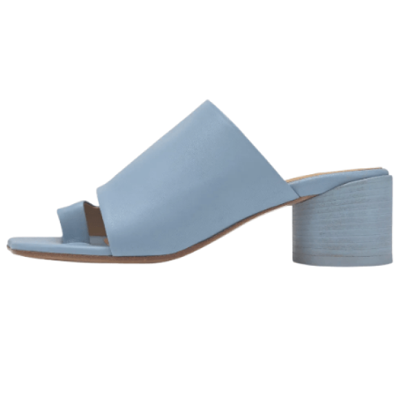 Women's Leather Heeled Sandals – Light Blue