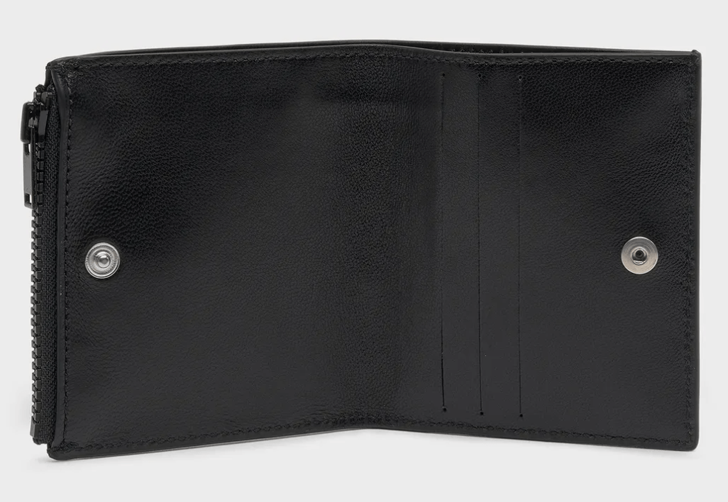 MM6 Logo Zip-Around Bifold Wallet – Black