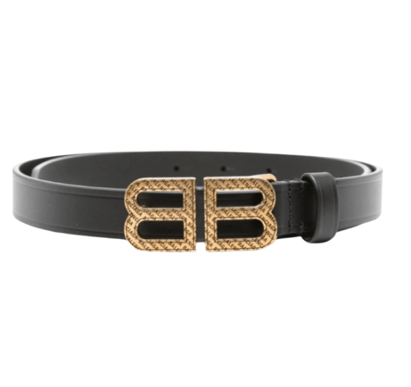 (W) Balenciaga BB Hourglass Thin Belt Black