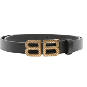 (W) Balenciaga BB Hourglass Thin Belt Black